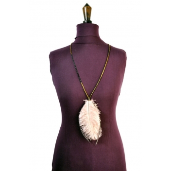 K1940-rose - 3700982206700 - Christina Brampti - Collier sautoir Plume d\'autruche Rose - 2
