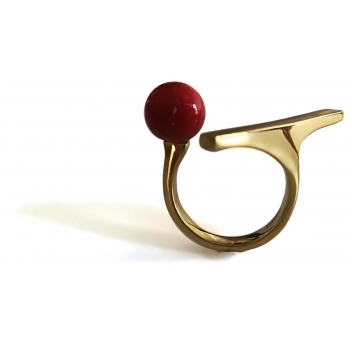 RD4-red - 3700982252141 - Ceraselle - Bague céramique doré et rouge
