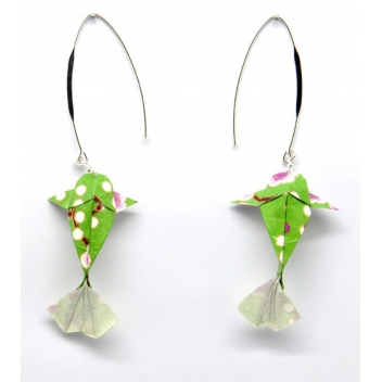  - 3700982216006 - The cocotte - Boucles d\'oreille papier Origami Carpe Vert - France - 4