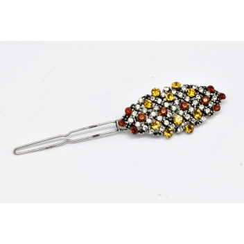 2B127_TOPAZE - 3700982213210 - Anne Ghez by Fanny Fooks - Barrette en forme d\'amande Strass topaze