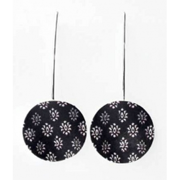 SIR459A - 3700982210202 - Demiim - Boucles d\'oreille Sira Fleur noir et blanc