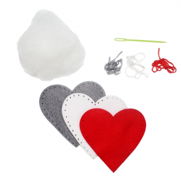 L295973 - 3701385300491 - Sodertex - Kit 3 coeurs en feutrine 8 cm Couleurs assorties