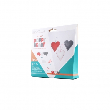 L295973 - 3701385300491 - Sodertex - Kit 3 coeurs en feutrine 8 cm Couleurs assorties - 3