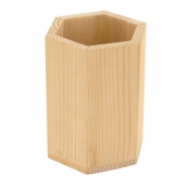 Pot à crayons en bois hexagonal diam. 7,5 cm haut. 10 cm