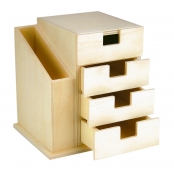 Organiseur de bureau en bois 4 tiroirs 15 x 15,5 x 12,5 cm