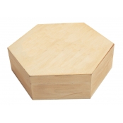 Boite en bois hexagonale 16.3 x 14.1 H 4,1 cm