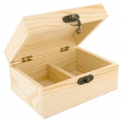 Boite à thé/tisane en bois 2 compartiments 14,5 x 11 H 7 cm