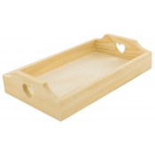 Plateau en bois avec découpe coeur 22 x 13 x 3 cm