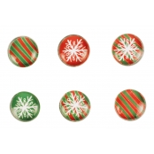 Aimants Cabochon en verre Noël Rouge 1,8cm 6 pièces