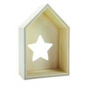 Maison en bois avec Découpe étoile 14,5x9,5x4,8 cm