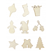 Déco embellissement de Noël en bois ciselé 45 pièces