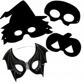 Masques enfant à gratter halloween noir 16 à 20 cm 4 pièces