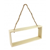 Etagère en bois rectangulaire avec corde 28 x 12 x 5 cm