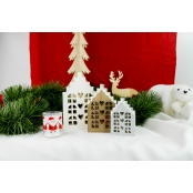 Maison de Noël en bois à décorer 3 pièces