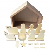 Crèche en bois 18 x 15 x 7,5 cm 13 pièces