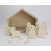 Crèche en bois 18 x 15 x 7,5 cm 13 pièces