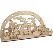 Crèche Mini scène de Noël en bois ciselé 27 cm