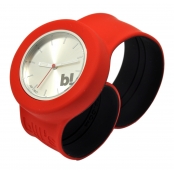 Montre B! Bracelet rouge & cadran silver