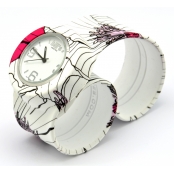 Montre Classic Bracelet Coquelicot & cadran blanc