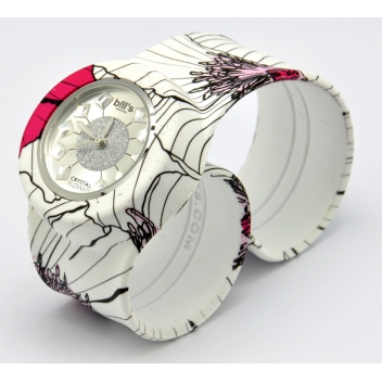  - 3700982215023 - Bill's watch - Montre Classic Bracelet Coquelicot & cadran Crystal Flower - 3