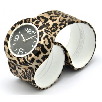  - 3700982215528 - Bill's watches - Montre Classic Bracelet Leopard & cadran Noir - 3
