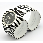 Montre Classic Bracelet Zèbre & cadran Noir