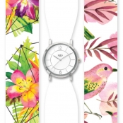 Montre Trend avec Bracelet foulard satin Spring bird