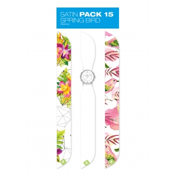 TRDPK15 - 7640167321452 - Bill's watches - Montre Trend avec Bracelet foulard satin Spring bird