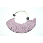 Collier suédine et perles Rose