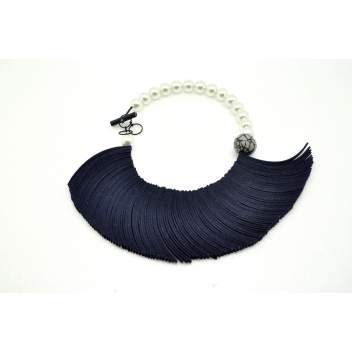 K1943-bleu - 3700982206779 - Christina Brampti - Collier suédine et perles Bleu marine - 3
