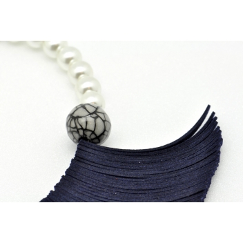 K1943-bleu - 3700982206779 - Christina Brampti - Collier suédine et perles Bleu marine