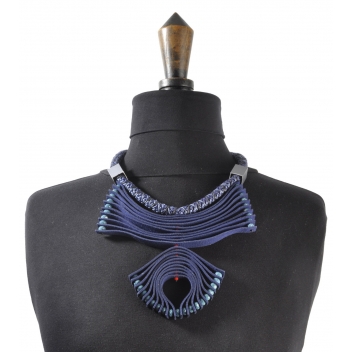 K1836-bleu - 3700982206670 - Christina Brampti - Collier ethnique en textile bleu marine - 4
