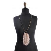 Collier sautoir Plume d\'autruche Rose