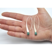 Longues boucles d'oreille Vert turquoise