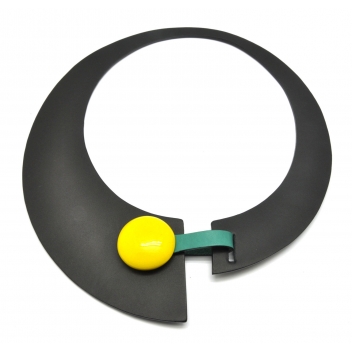 NDUO3-petrol+BB-yellow - 3700982209206 - Ceraselle - Collier LARGE cuir et céramique Noir et jaune - 3
