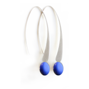 Longues boucles d'oreille Bleu satiné