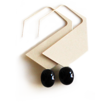 ED11-black - 3700982251779 - Ceraselle - Boucles d\'oreille Hexagone Noir