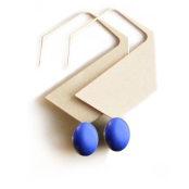 Boucles d\'oreille Hexagone Bleu satiné
