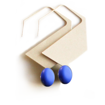 ED11-satin blue - 3700982251816 - Ceraselle - Boucles d\'oreille Hexagone Bleu satiné