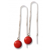 Boucles d'oreille Chaine pendante Rouge