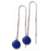 Boucles d'oreille Chaine pendante Bleu satiné