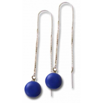 ED3-satin blue - 3700982251885 - Ceraselle - Boucles d'oreille Chaine pendante Bleu satiné