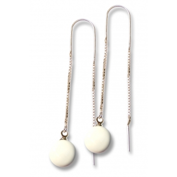 ED3-white - 3700982251908 - Ceraselle - Boucles d'oreille Chaine pendante Blanche