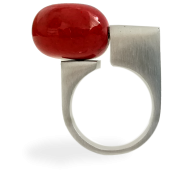 Bague céramique asymétrique Rouge