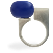 Bague céramique asymétrique Bleu satiné