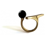 Bague céramique doré et noir