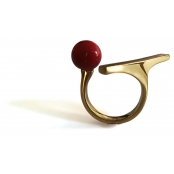 Bague céramique doré et rouge