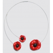 Collier ouvert asymétrique 3 coquelicots