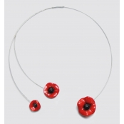 Collier ouvert asymétrique 3 coquelicots