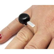 Bague céramique asymétrique Noir